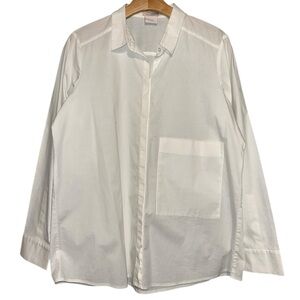 Beau Chemise Women’s Size L White Oversized Pocket Front Button Down Shirt